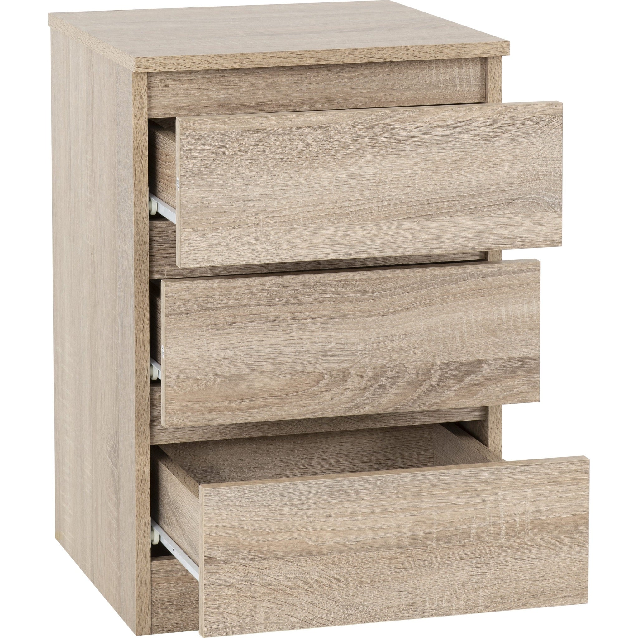 Malvern 3 Drawer Bedside - Sonoma Oak Effect