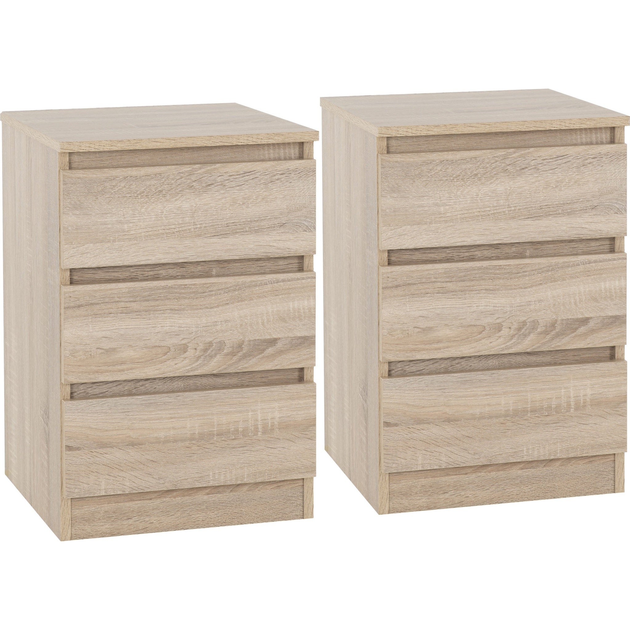 Malvern 3 Drawer Bedside X2 - Sonoma Oak Effect