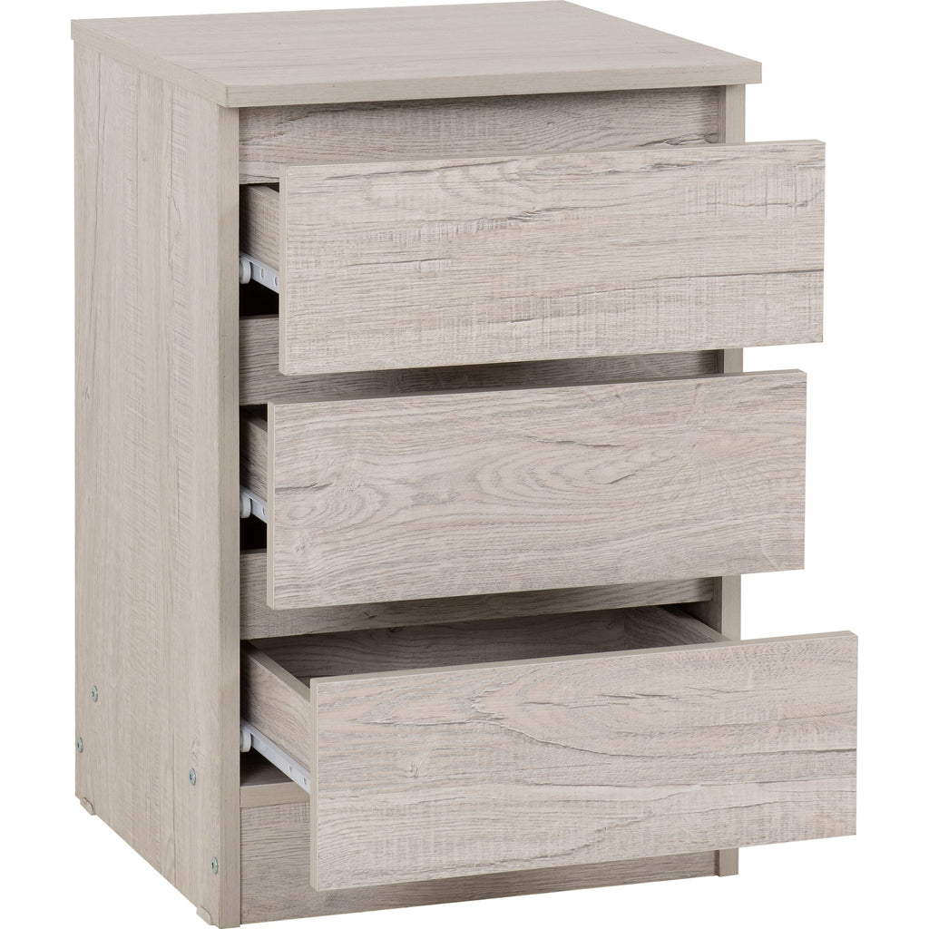 Malvern 3 Drawer Bedside - Urban Snow