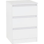 Malvern 3 Drawer Bedside X2 - White