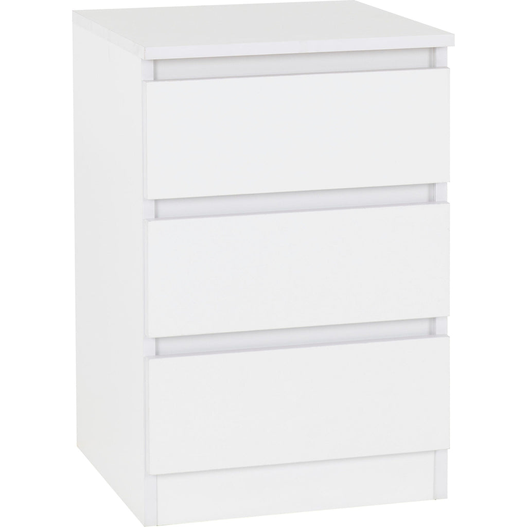 Malvern 3 Drawer Bedside - White
