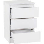 Malvern 3 Drawer Bedside - White
