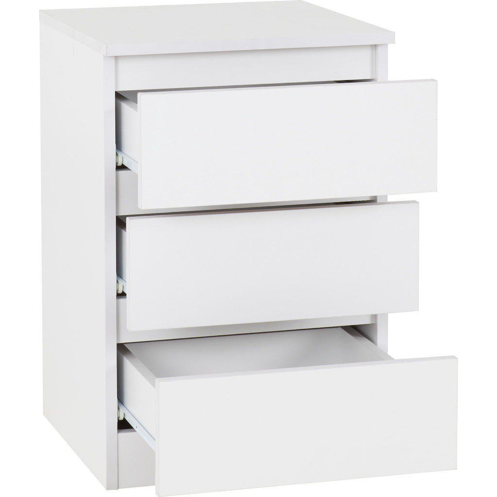 Malvern 3 Drawer Bedside X2 - White