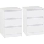 Malvern 3 Drawer Bedside X2 - White