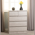 Malvern 3+2 Drawer Chest - Urban Snow