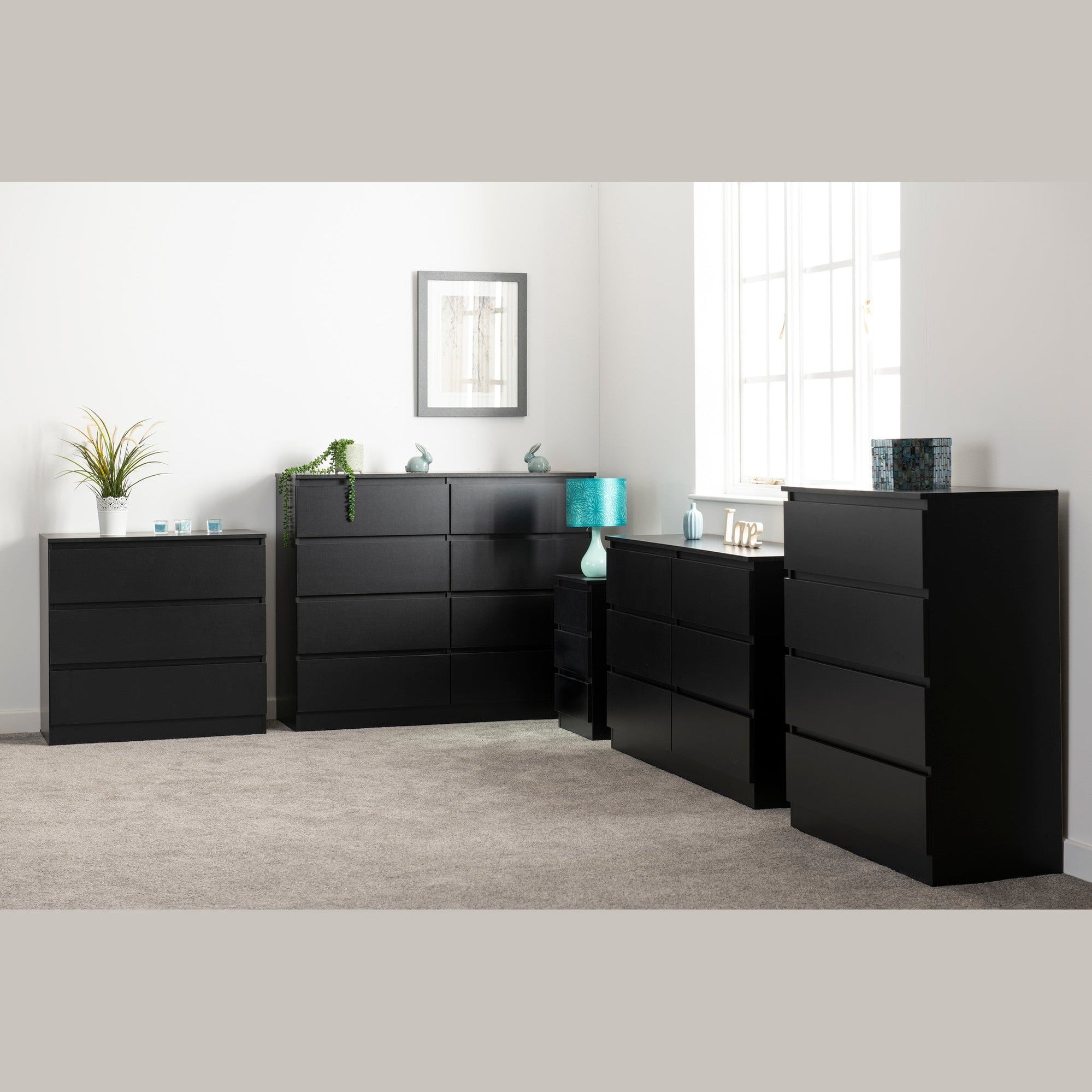 Malvern 3 Drawer Chest - Black