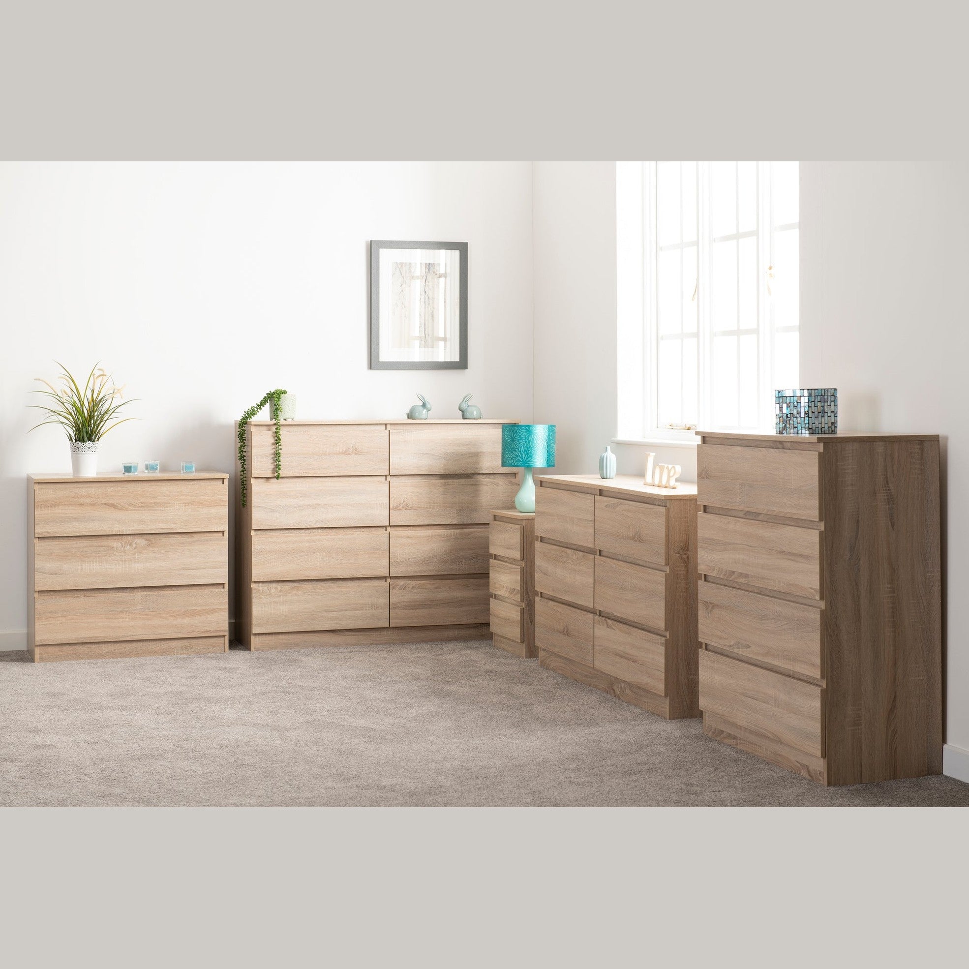 Malvern 3 Drawer Bedside - Sonoma Oak Effect