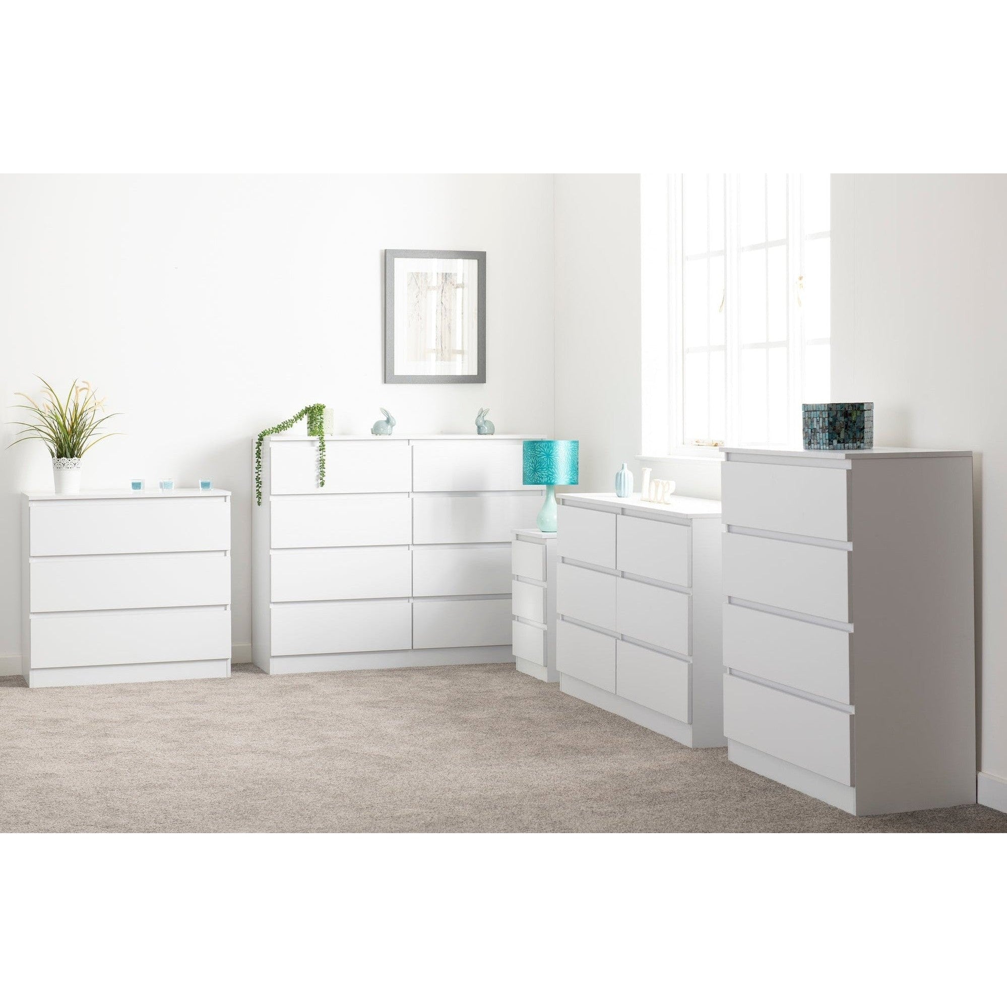 Malvern 3 Drawer Bedside - White