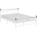 Marlborough 4'6" Bed - White/Antique Brass