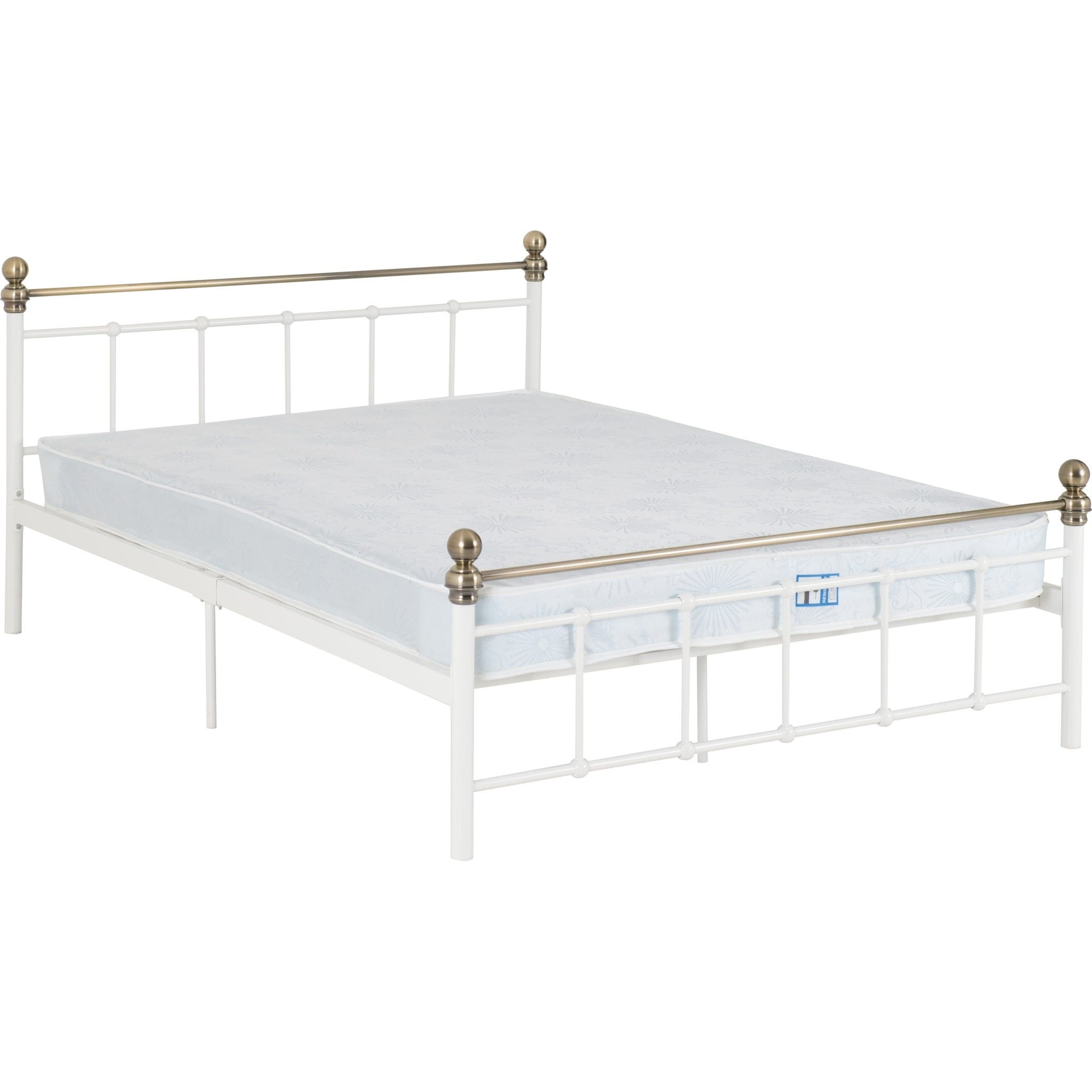 Marlborough 4'6" Bed - White/Antique Brass