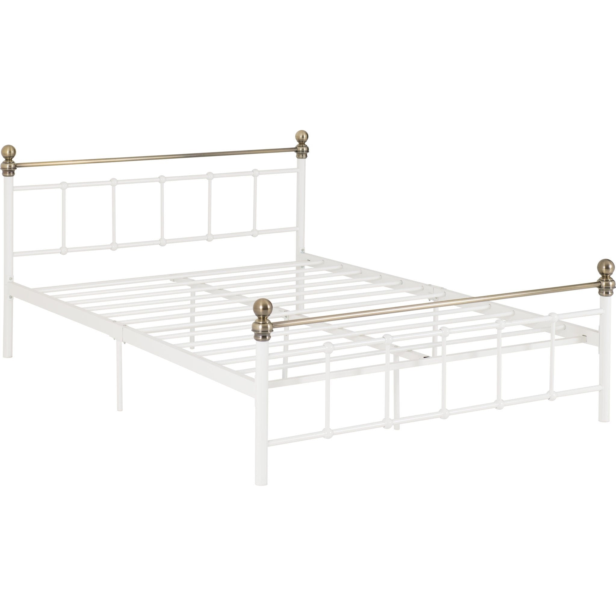 Marlborough 4'6" Bed - White/Antique Brass