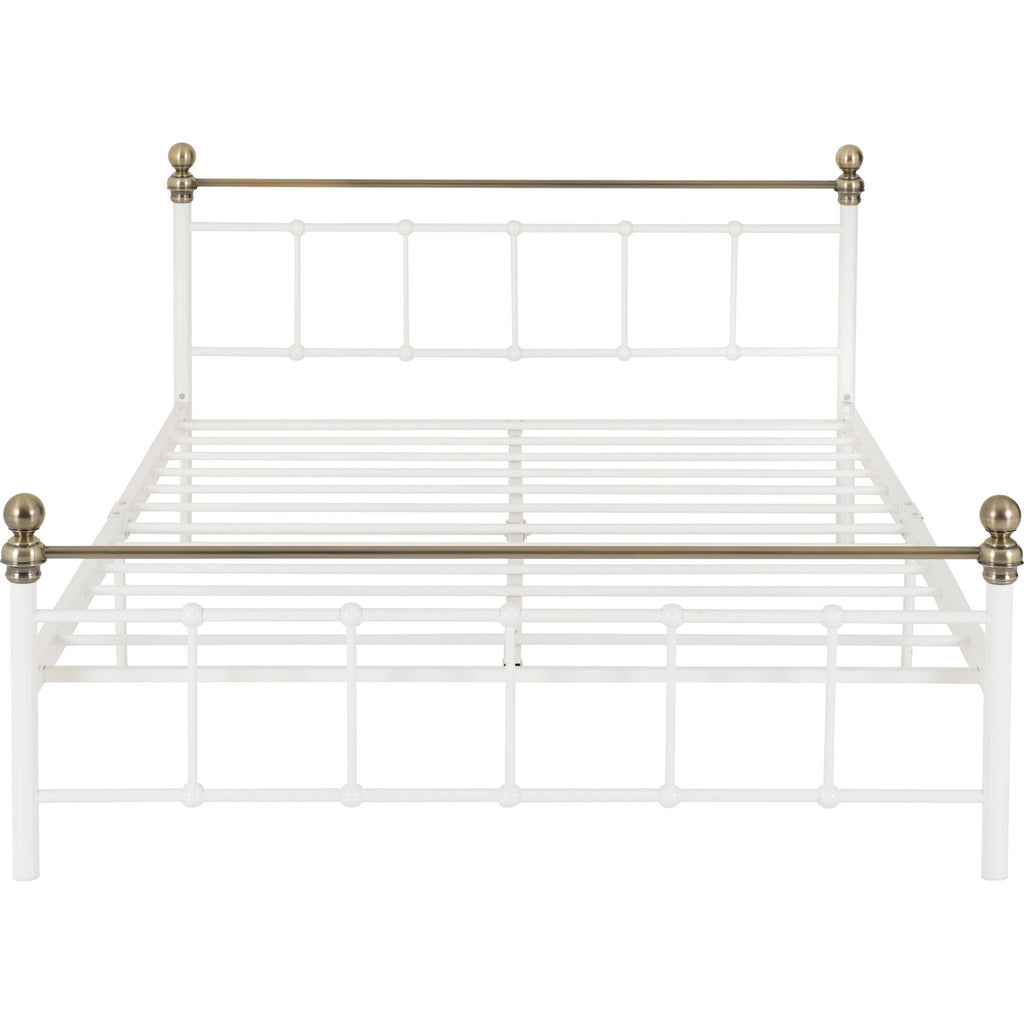 Marlborough 4'6" Bed - White/Antique Brass
