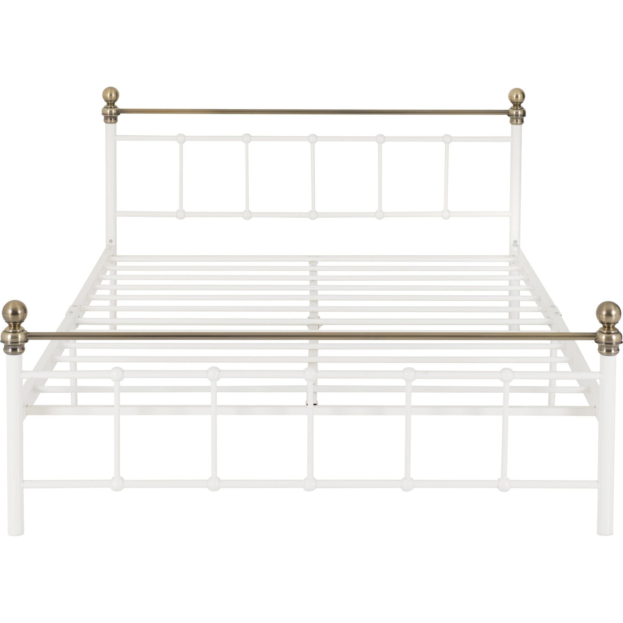 Marlborough 4'6" Bed - White/Antique Brass
