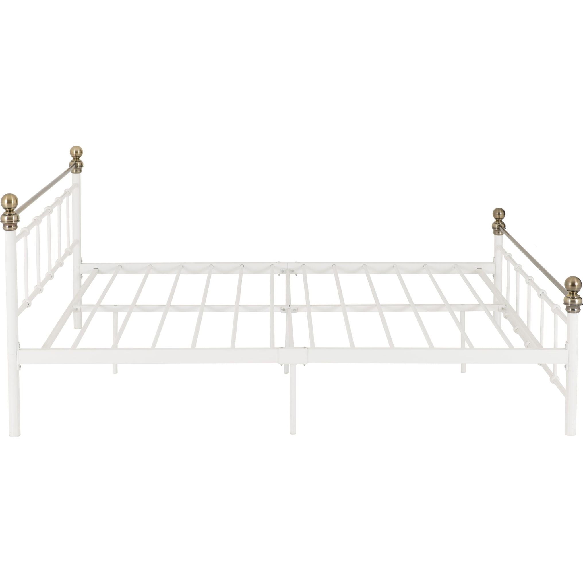Marlborough 4'6" Bed - White/Antique Brass