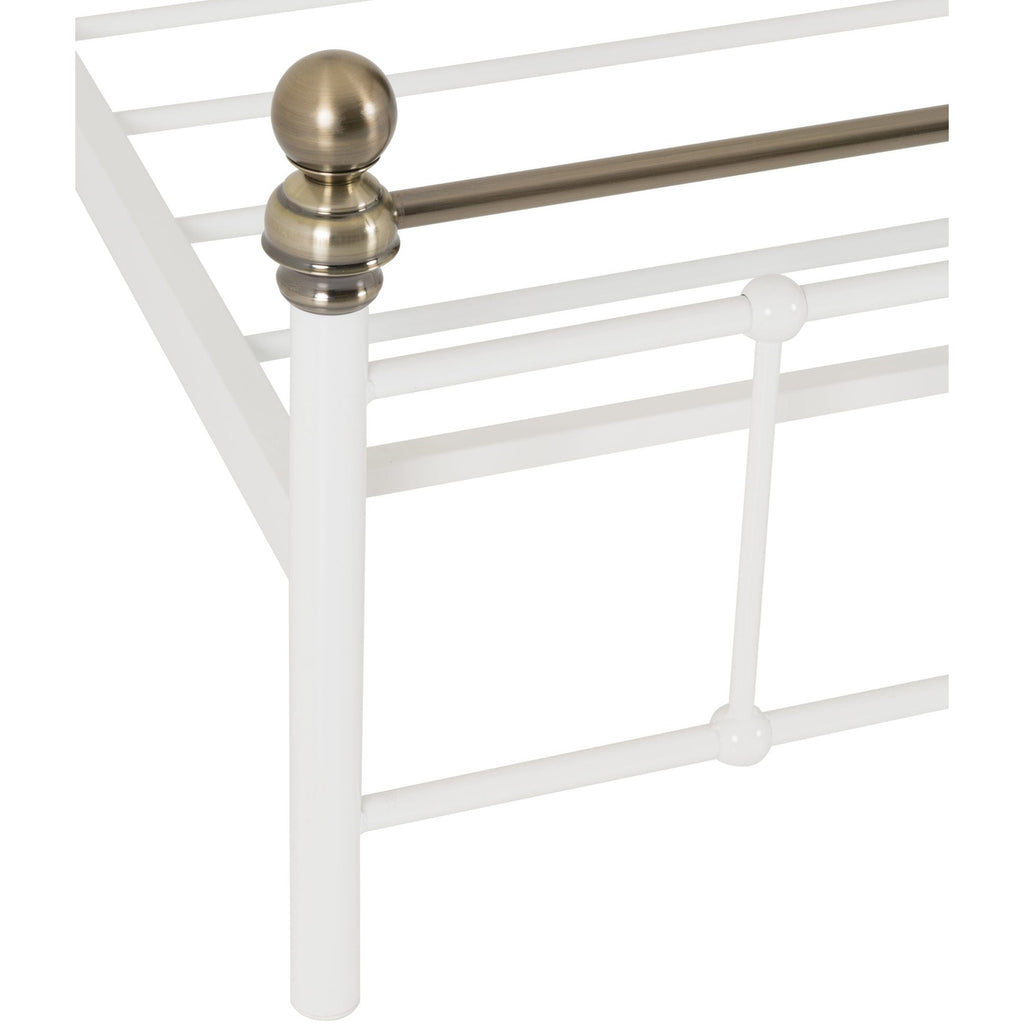 Marlborough 4'6" Bed - White/Antique Brass