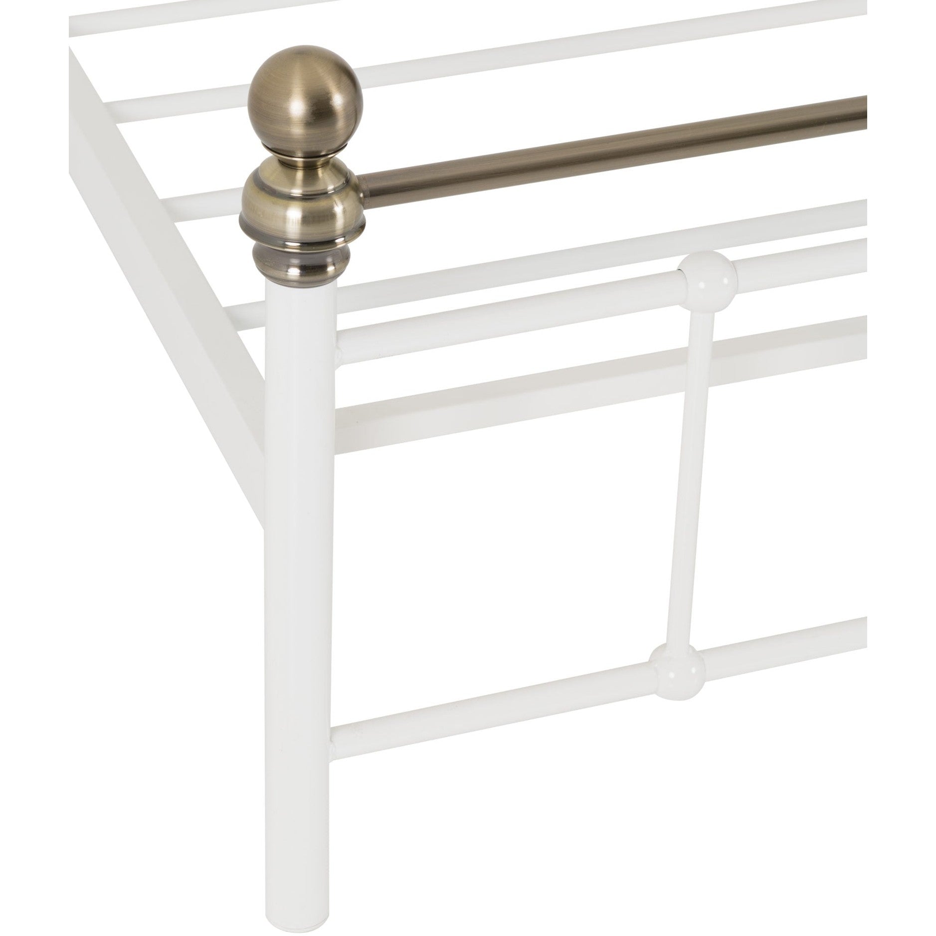 Marlborough 4'6" Bed - White/Antique Brass