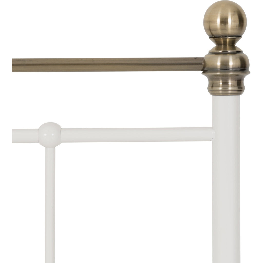 Marlborough 4'6" Bed - White/Antique Brass