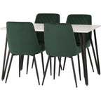 Marlow & Avery Dining Set X4 Chairs - White Marble/Emerald Green Velvet