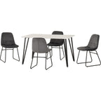 Marlow & Lukas Dining Set X4 Chairs - White Marble/Grey Velvet
