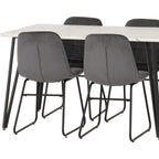 Marlow & Lukas Dining Set X4 Chairs - White Marble/Grey Velvet