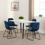 Marlow & Lukas Dining Set X4 Chairs - White Marble/Sapphire Blue Velvet