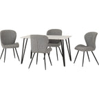 Marlow & Quebec Dining Set X4 Chairs - White Marble/Grey Pu