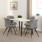 Marlow & Quebec Dining Set X4 Chairs - White Marble/Grey Pu
