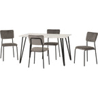 Marlow & Sheldon Dining Set X4 Chairs - White Marble/Grey Velvet Fabric