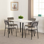 Marlow & Sheldon Dining Set X4 Chairs - White Marble/Grey Velvet Fabric