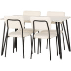 Marlow & Sheldon Dining Set X4 Chairs - White Marble/Ivory Boucle Fabric