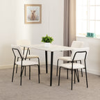 Marlow & Sheldon Dining Set X4 Chairs - White Marble/Ivory Boucle Fabric