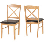 Mason Dining Chair X2 Per Box - Oak Varnish/Brown Pu