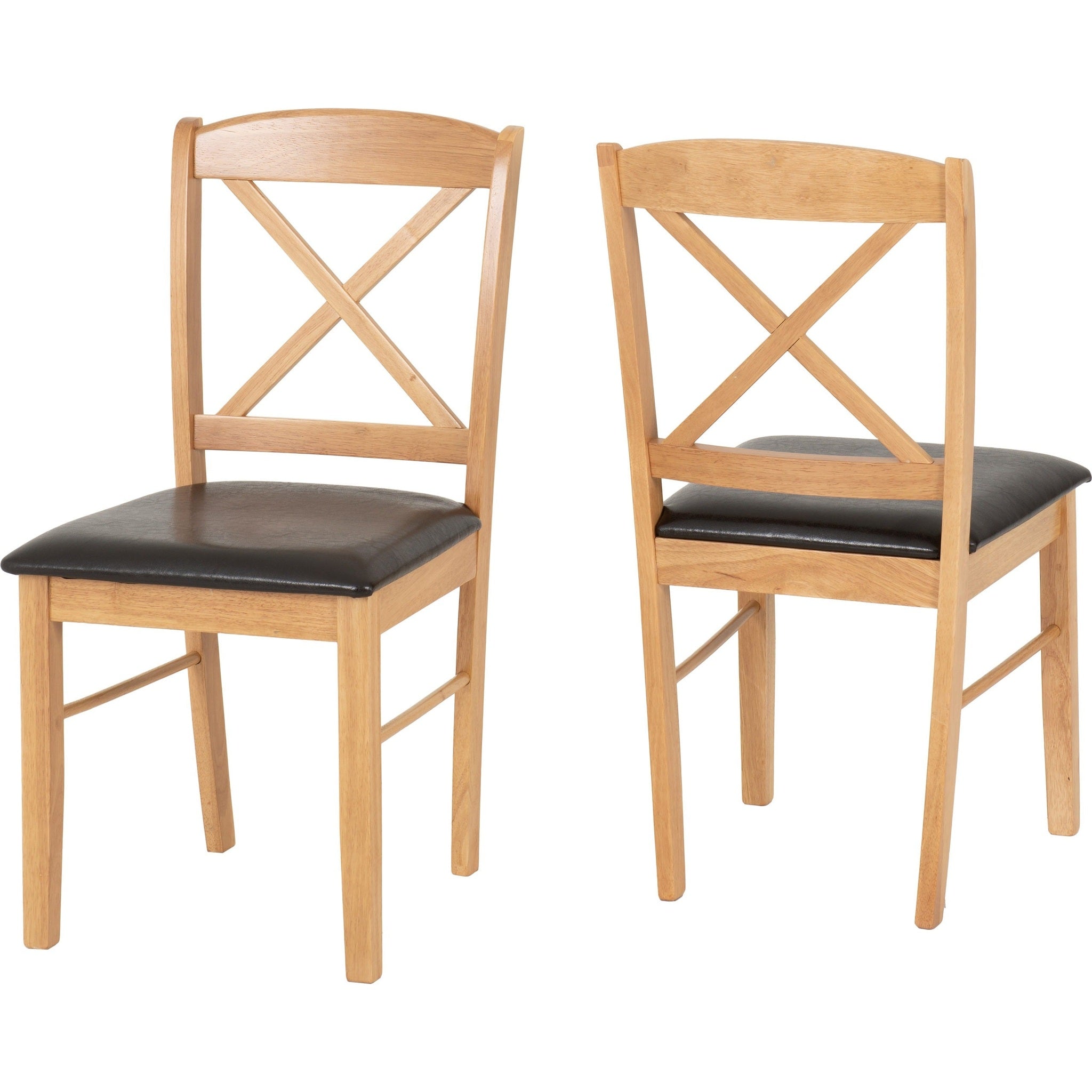 Mason Dining Chair X2 Per Box - Oak Varnish/Brown Pu