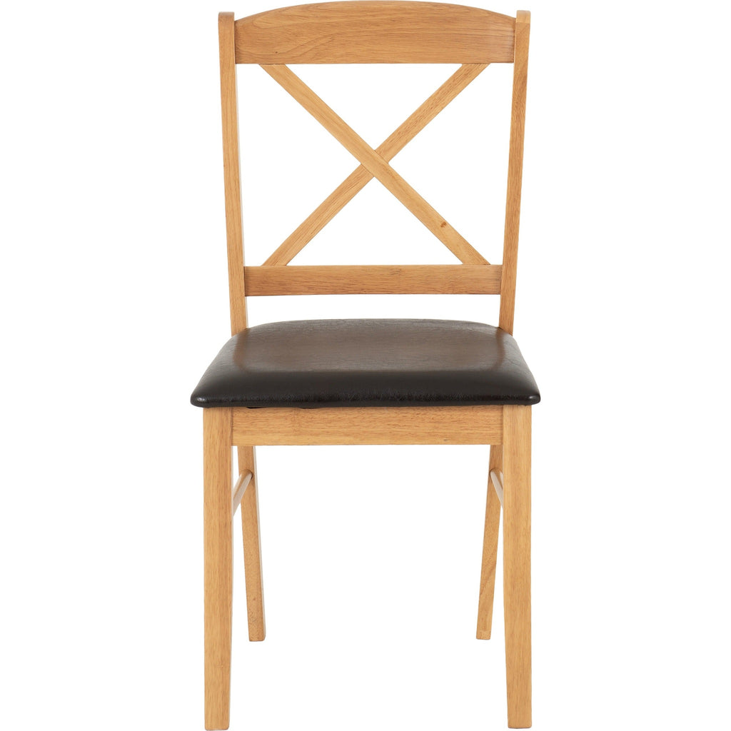 Mason Dining Chair X2 Per Box - Oak Varnish/Brown Pu