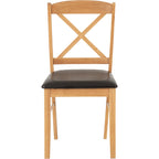 Mason Dining Chair X2 Per Box - Oak Varnish/Brown Pu