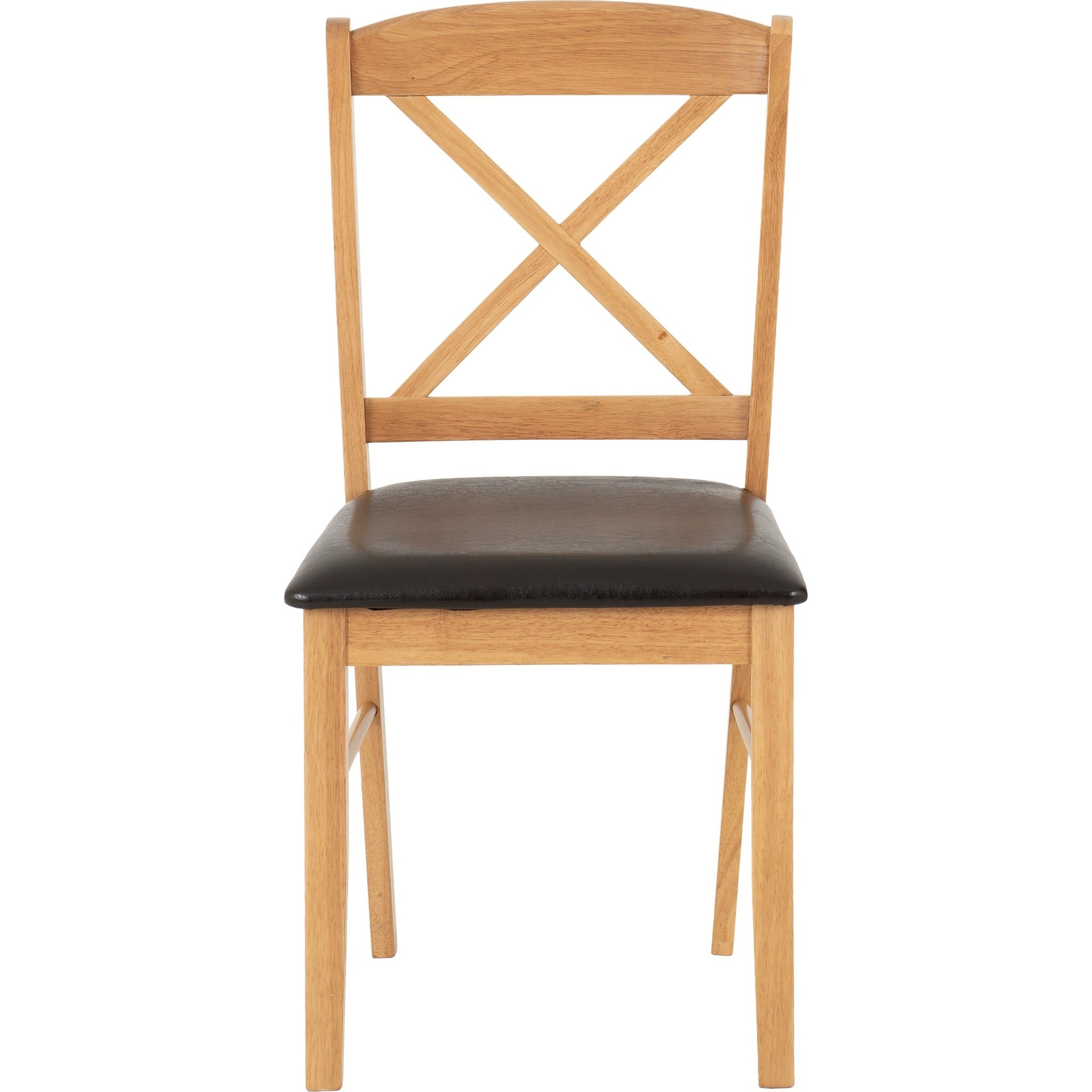 Mason Dining Chair X2 Per Box - Oak Varnish/Brown Pu