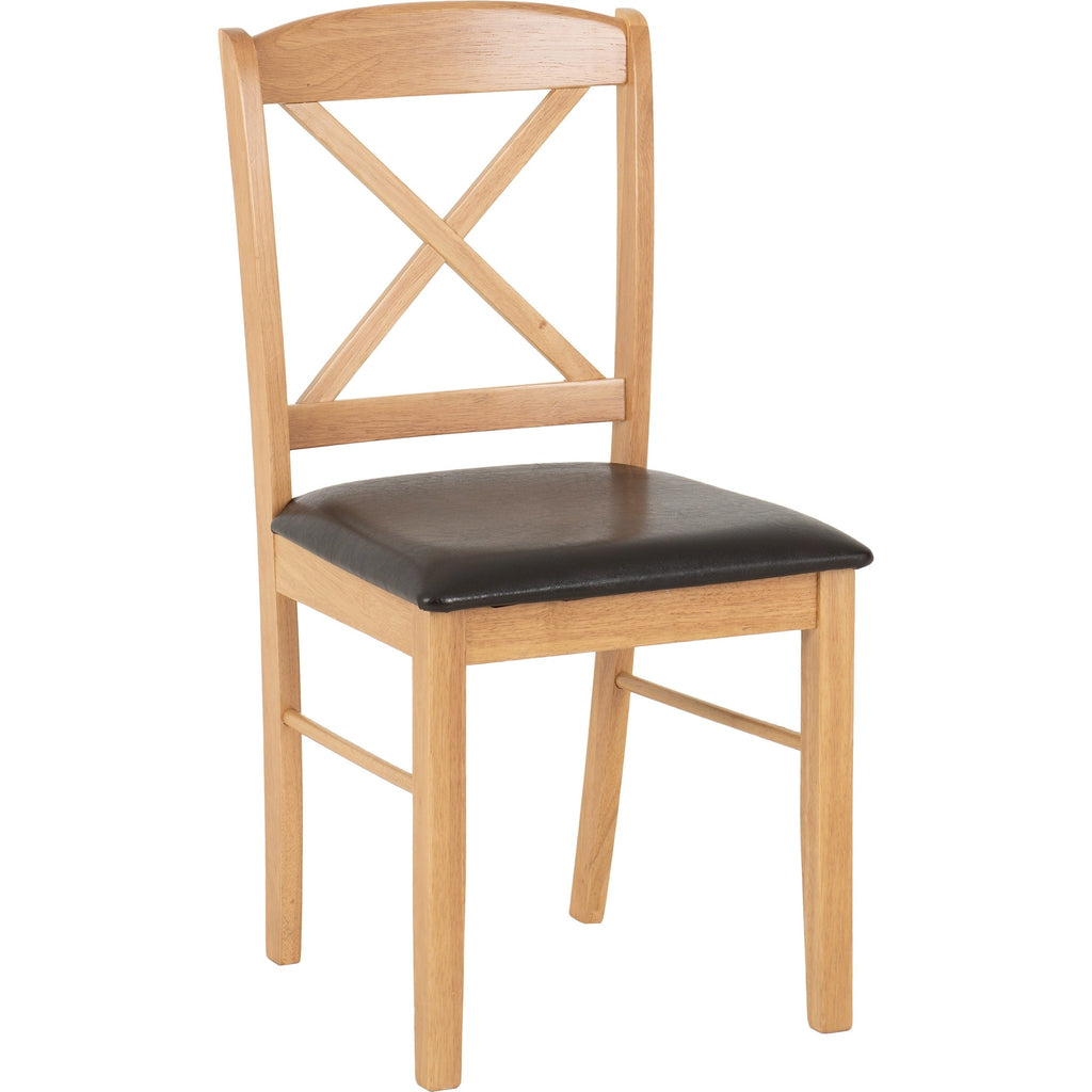 Mason Dining Chair X2 Per Box - Oak Varnish/Brown Pu