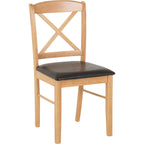 Mason Dining Chair X2 Per Box - Oak Varnish/Brown Pu