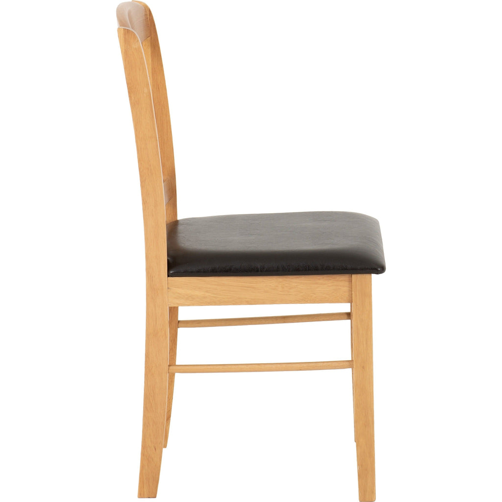 Mason Dining Chair X2 Per Box - Oak Varnish/Brown Pu