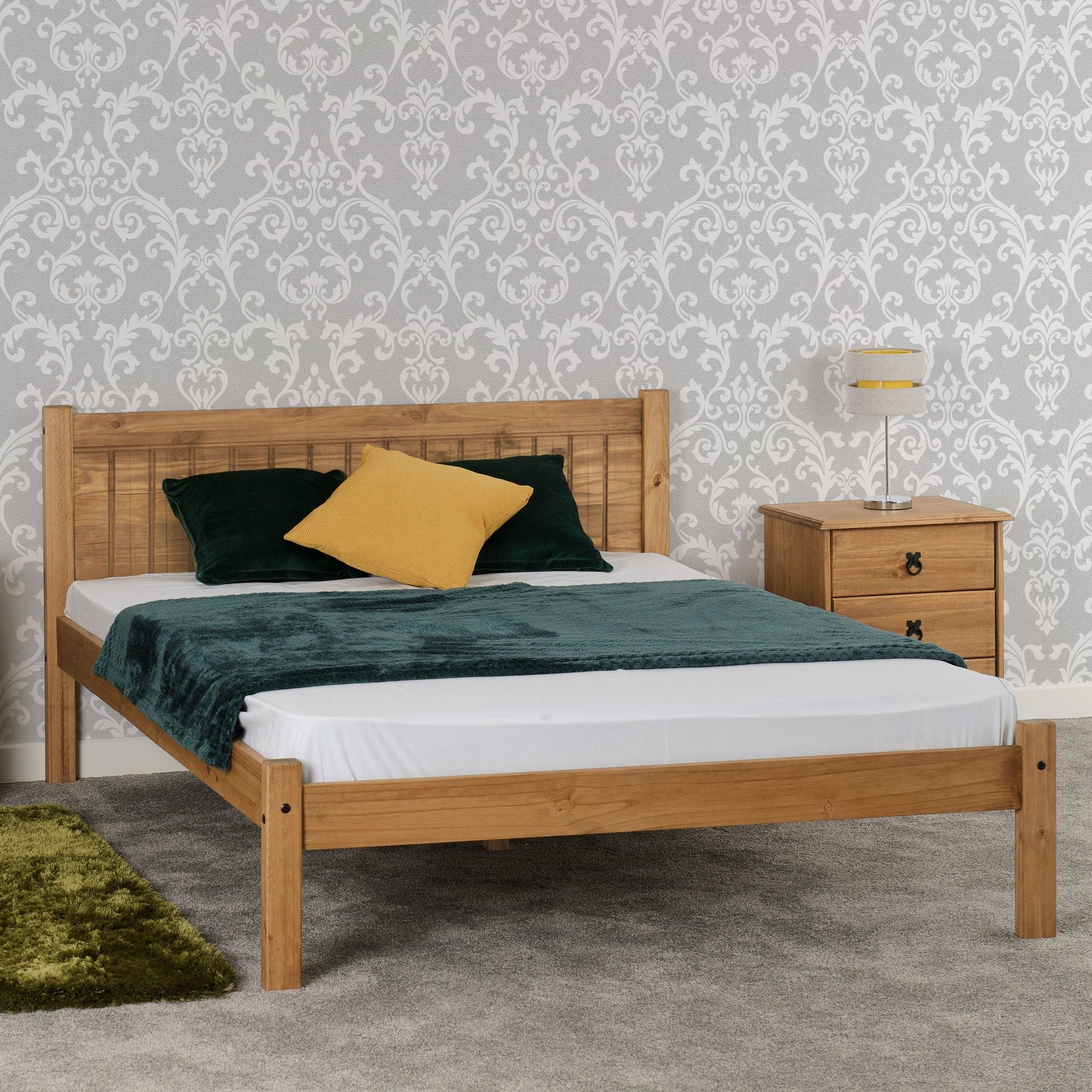 Maya 4'6" Bed - Distressed Waxed Pine