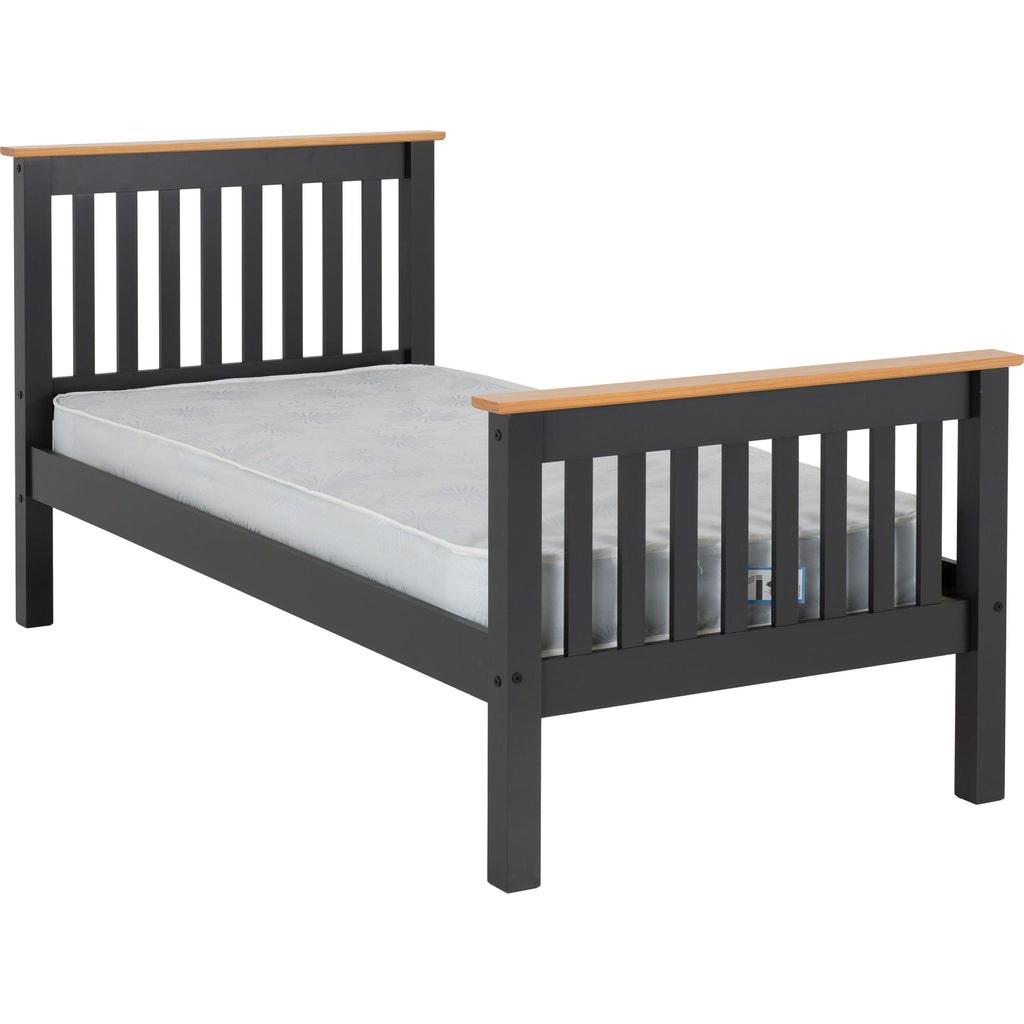 Monaco 3' High End Bed - Dark Grey/Oak Effect