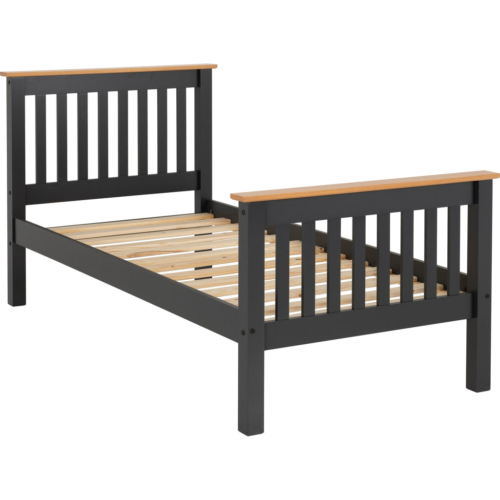 Monaco 3' High End Bed - Dark Grey/Oak Effect
