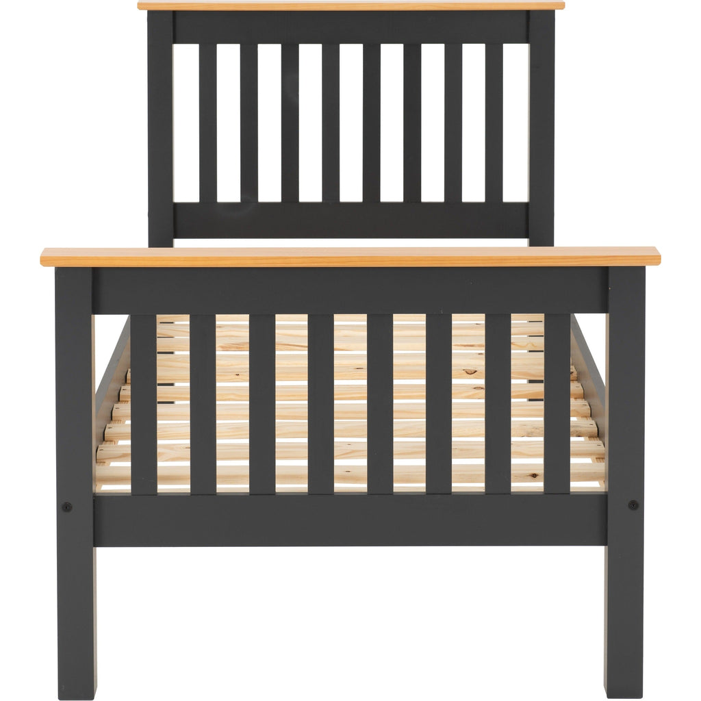 Monaco 3' High End Bed - Dark Grey/Oak Effect