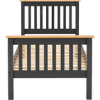 Monaco 3' High End Bed - Dark Grey/Oak Effect
