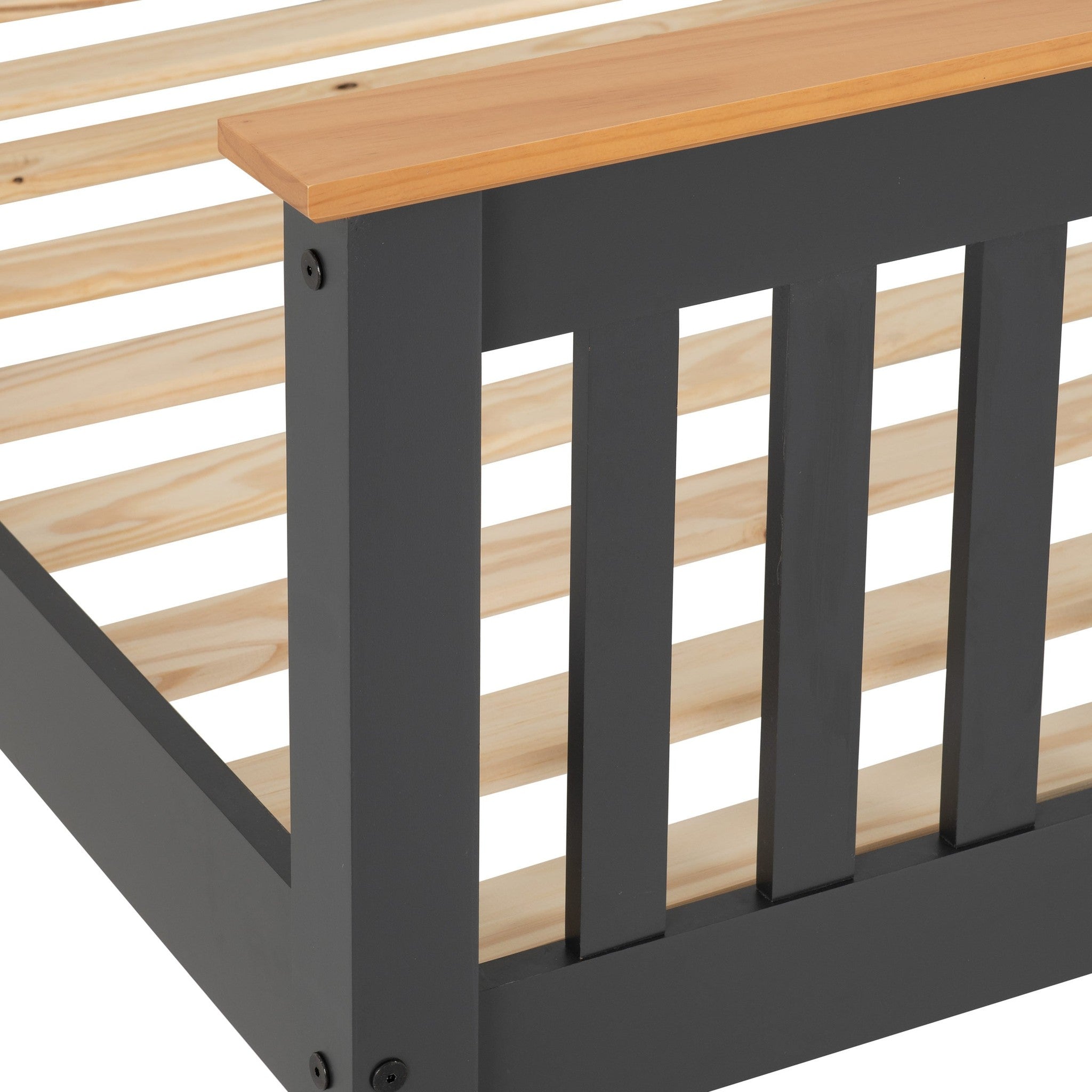 Monaco 3' High End Bed - Dark Grey/Oak Effect