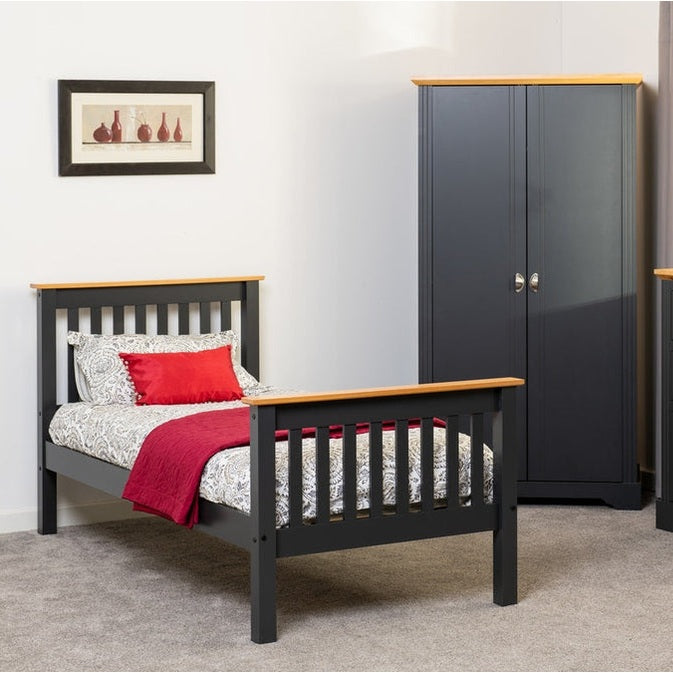 Monaco 3' High End Bed - Dark Grey/Oak Effect