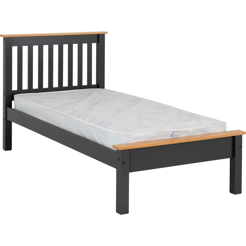 Monaco 3' Low End Bed - Dark Grey/Oak Effect