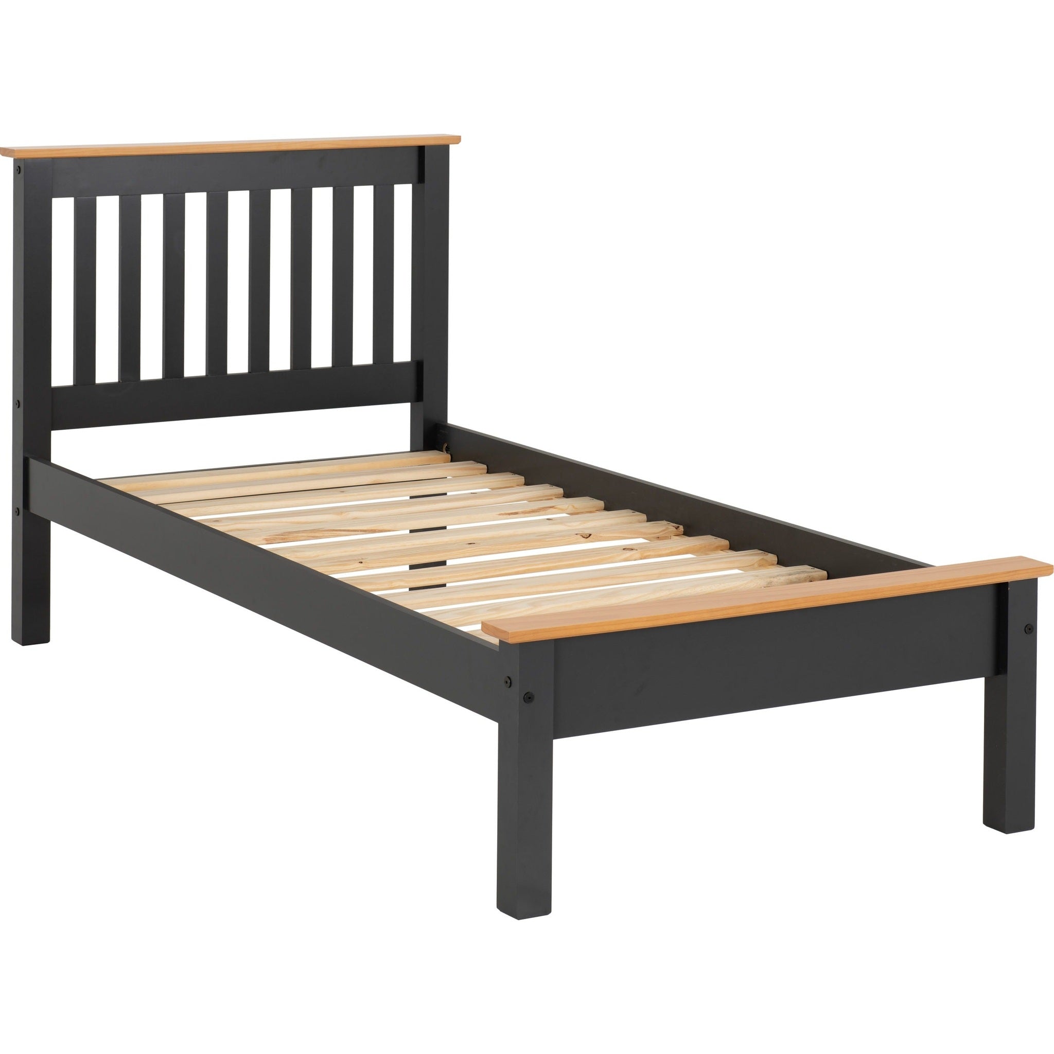 Monaco 3' Low End Bed - Dark Grey/Oak Effect