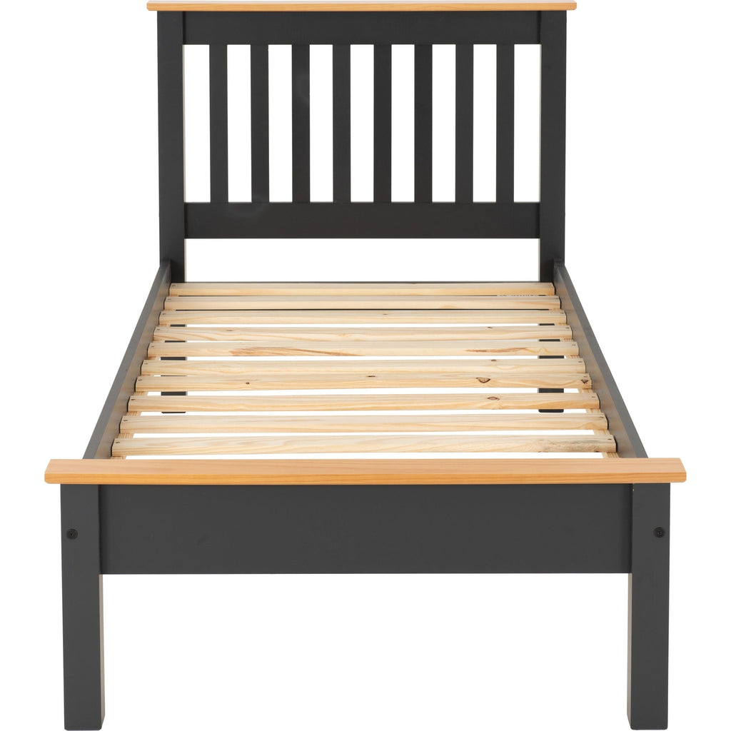 Monaco 3' Low End Bed - Dark Grey/Oak Effect