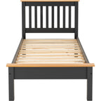 Monaco 3' Low End Bed - Dark Grey/Oak Effect